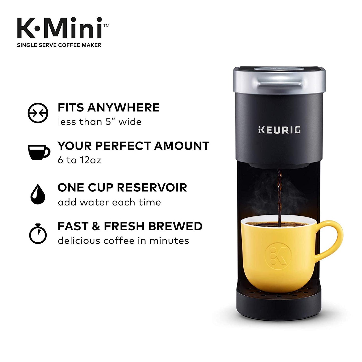 Keurig K-Mini Basic Coffee Maker, Single Serve K-Cup Pod Matte Black
