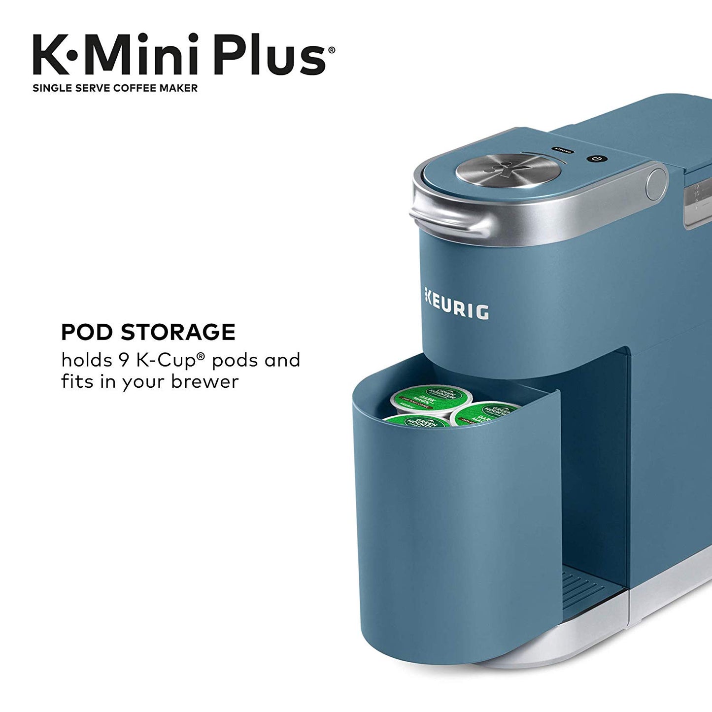 Keurig K-Mini Plus Coffee Maker, Single Serve K-Cup Pod Evening Teal