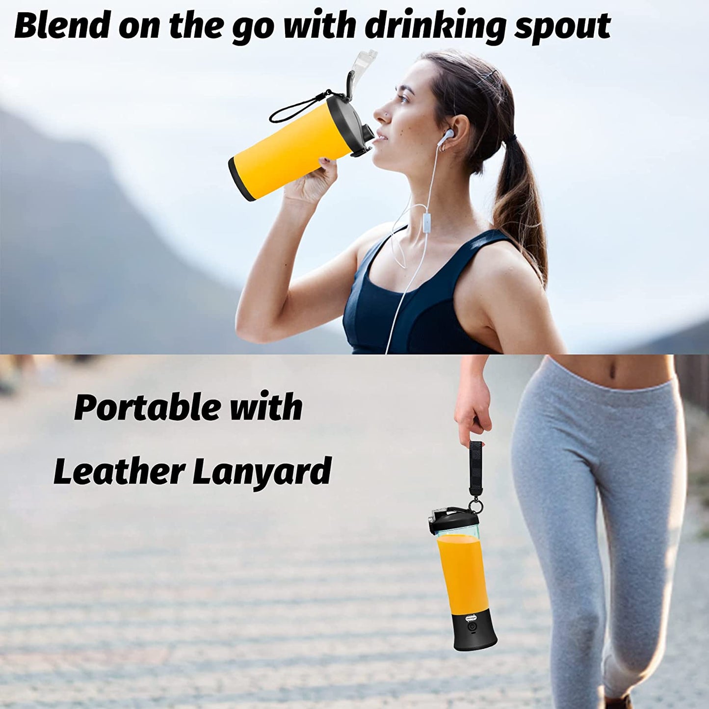 20 Oz Portable Blender USB Rechargeable, Supkitdin Waterproof Personal Black