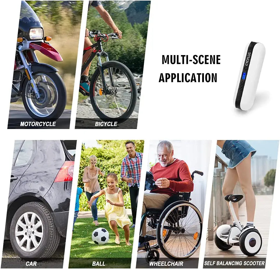 Portable Air Compressor Mini Inflator Electric Pump for Car Bike A2-white