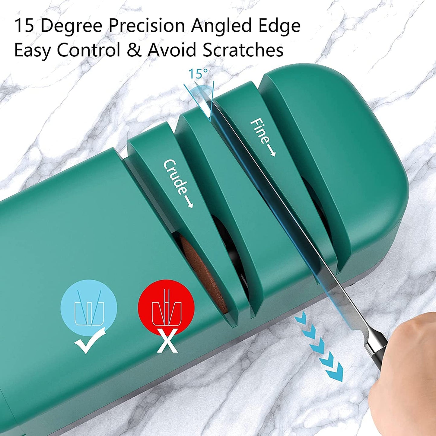 Kitchen Knife Sharpener for Straight Knives Scissors, Electric Green