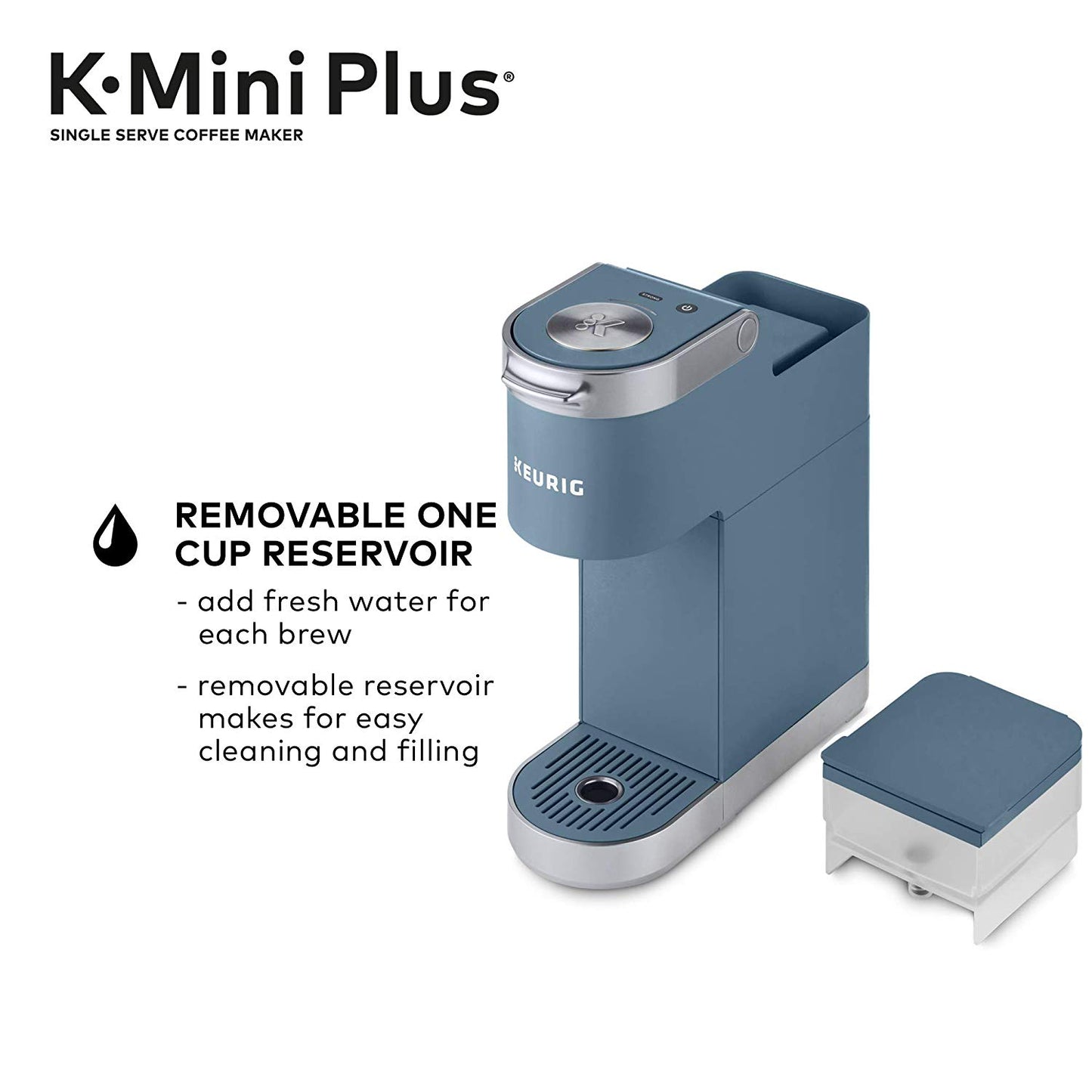 Keurig K-Mini Plus Coffee Maker, Single Serve K-Cup Pod Evening Teal