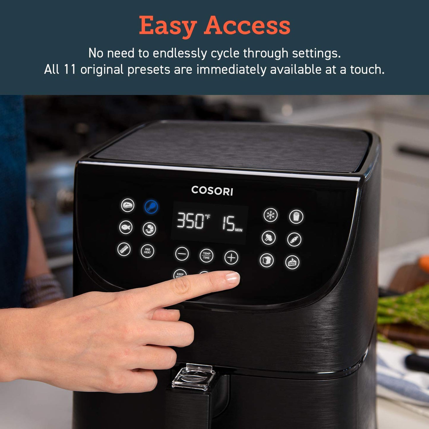 COSORI Air Fryer(100 Free Recipes Book), 1500-Watt Programmable 3.7QT, Black