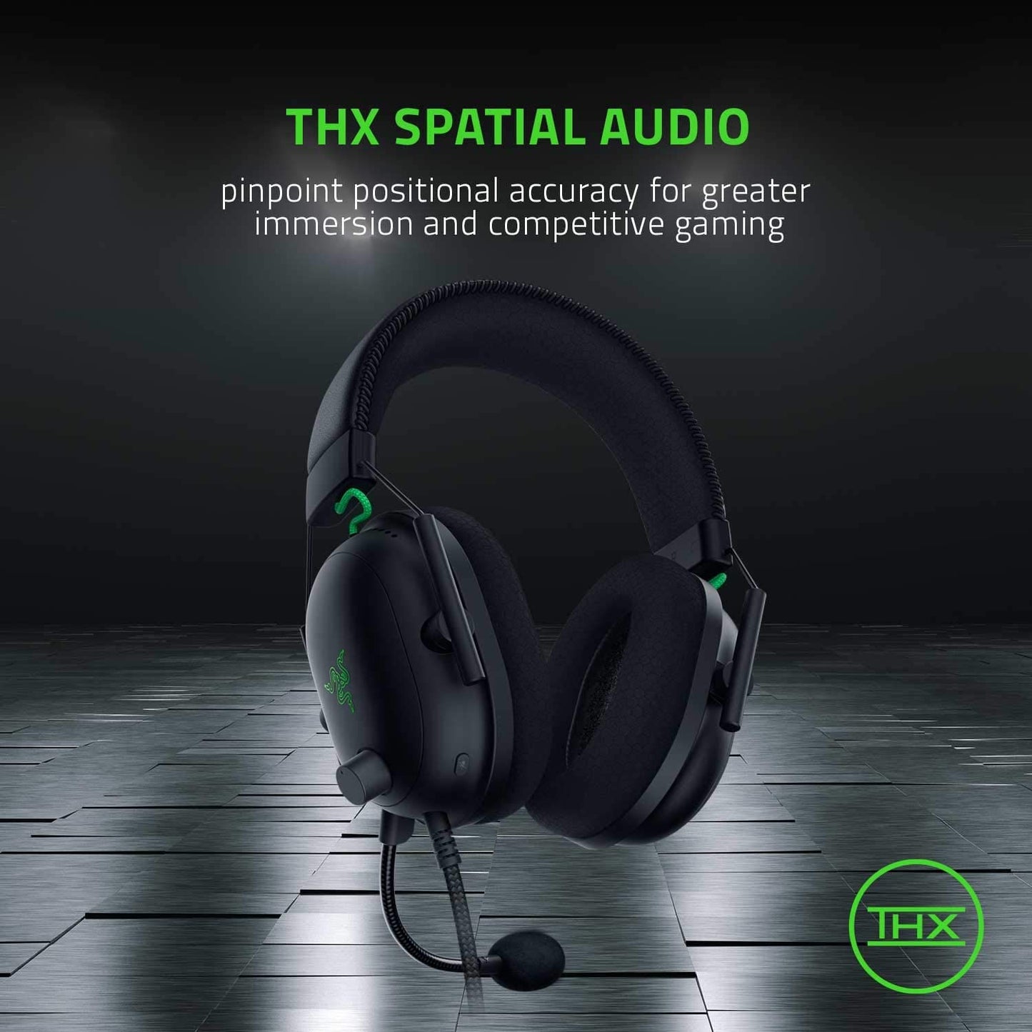 Razer BlackShark V2 Gaming Headset: THX 7.1 Spatial Headset, Classic Black