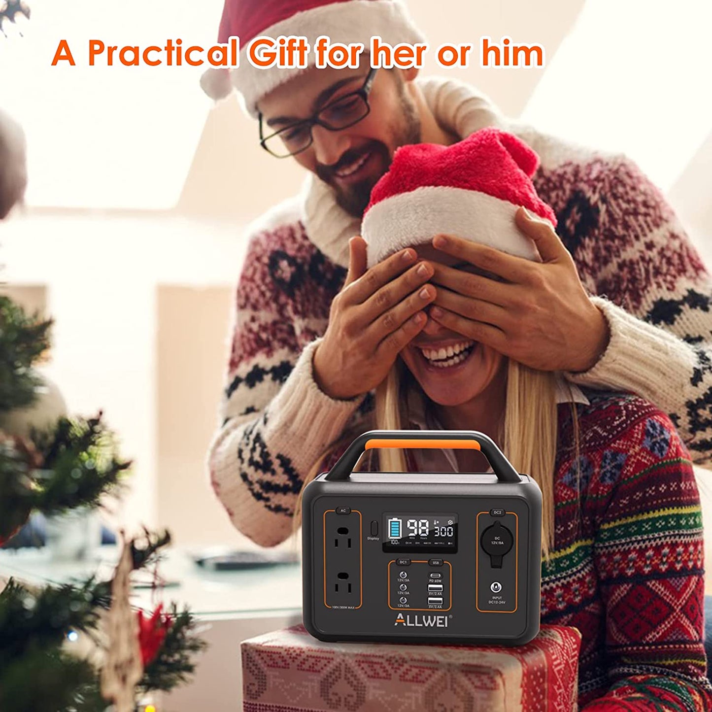 ALLWEI Portable Power Station, 300W/Peak 600W Solar Generator 280Wh/78000mAh...