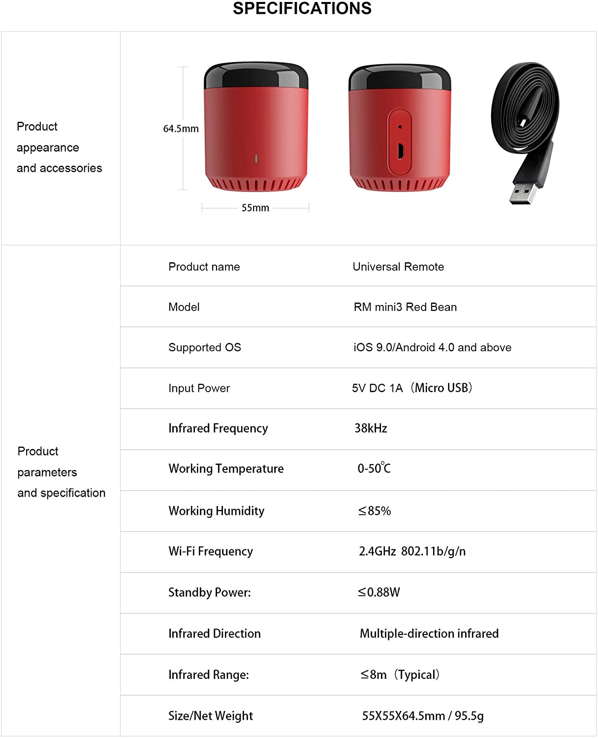Broadlink New Red Bean RM Mini 3 All-in-One IR Universal Remote NEW MINI3