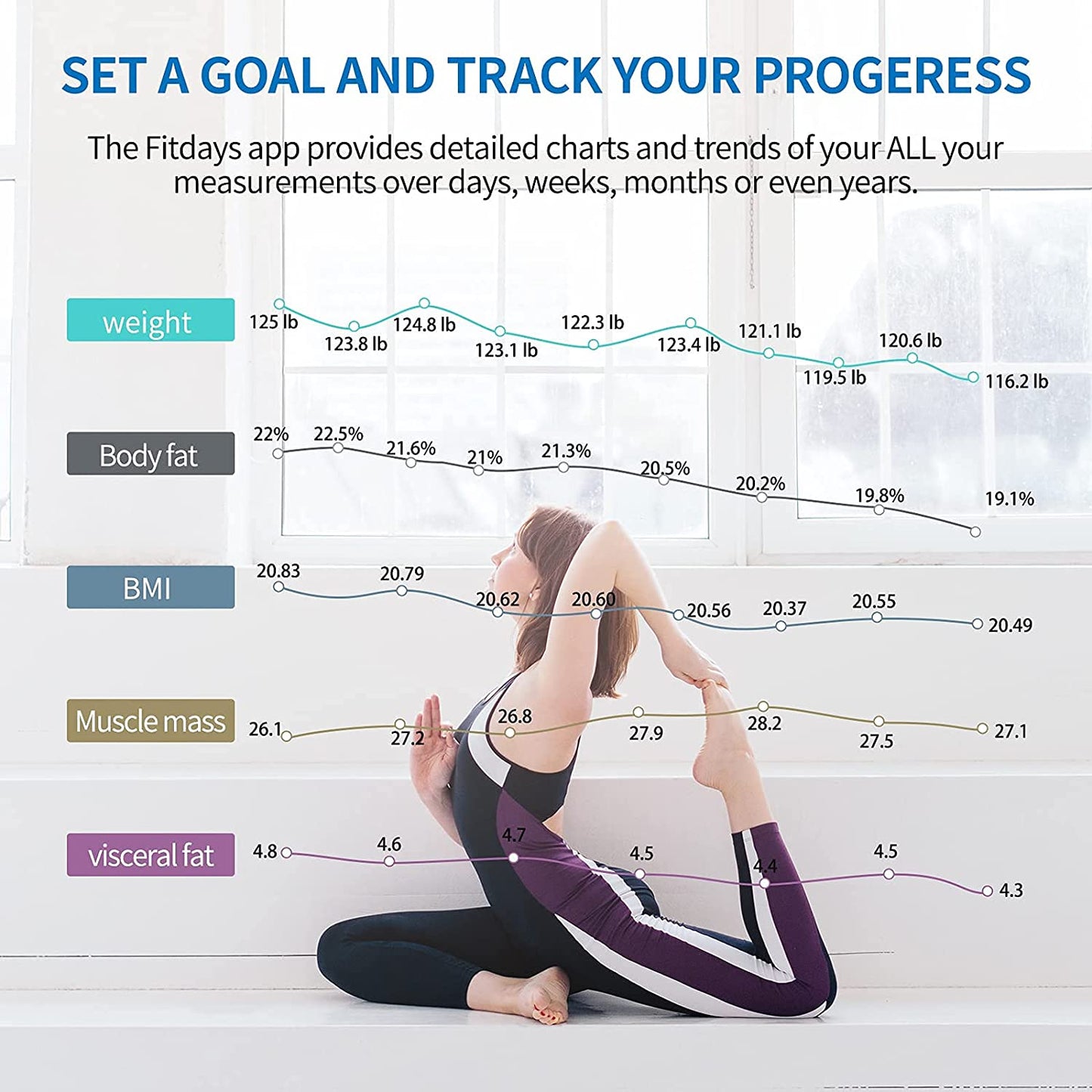 Scales for Body Weight and Fat, Lescale Large Display Scale, Black