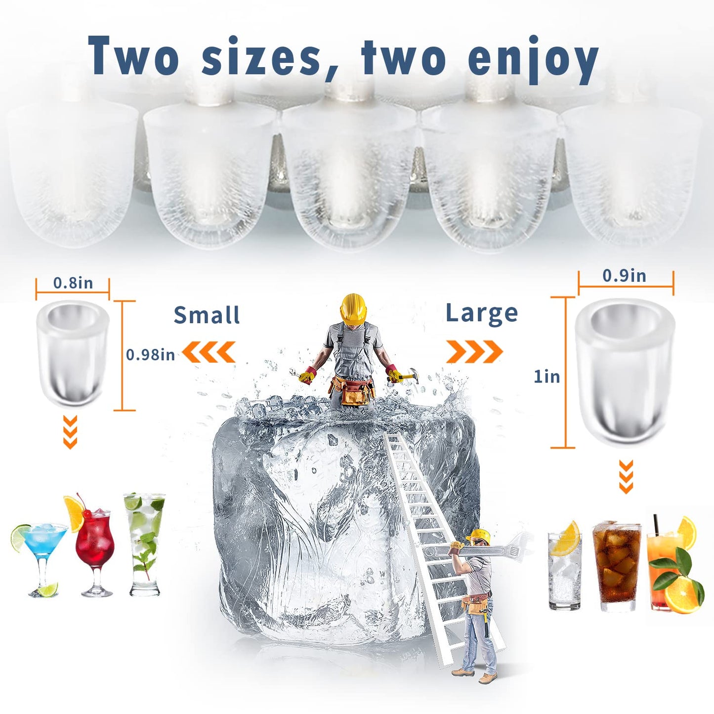 CROWNFUL Ice Maker Machine for Countertop, 9 Bullet Cubes Small, Silver