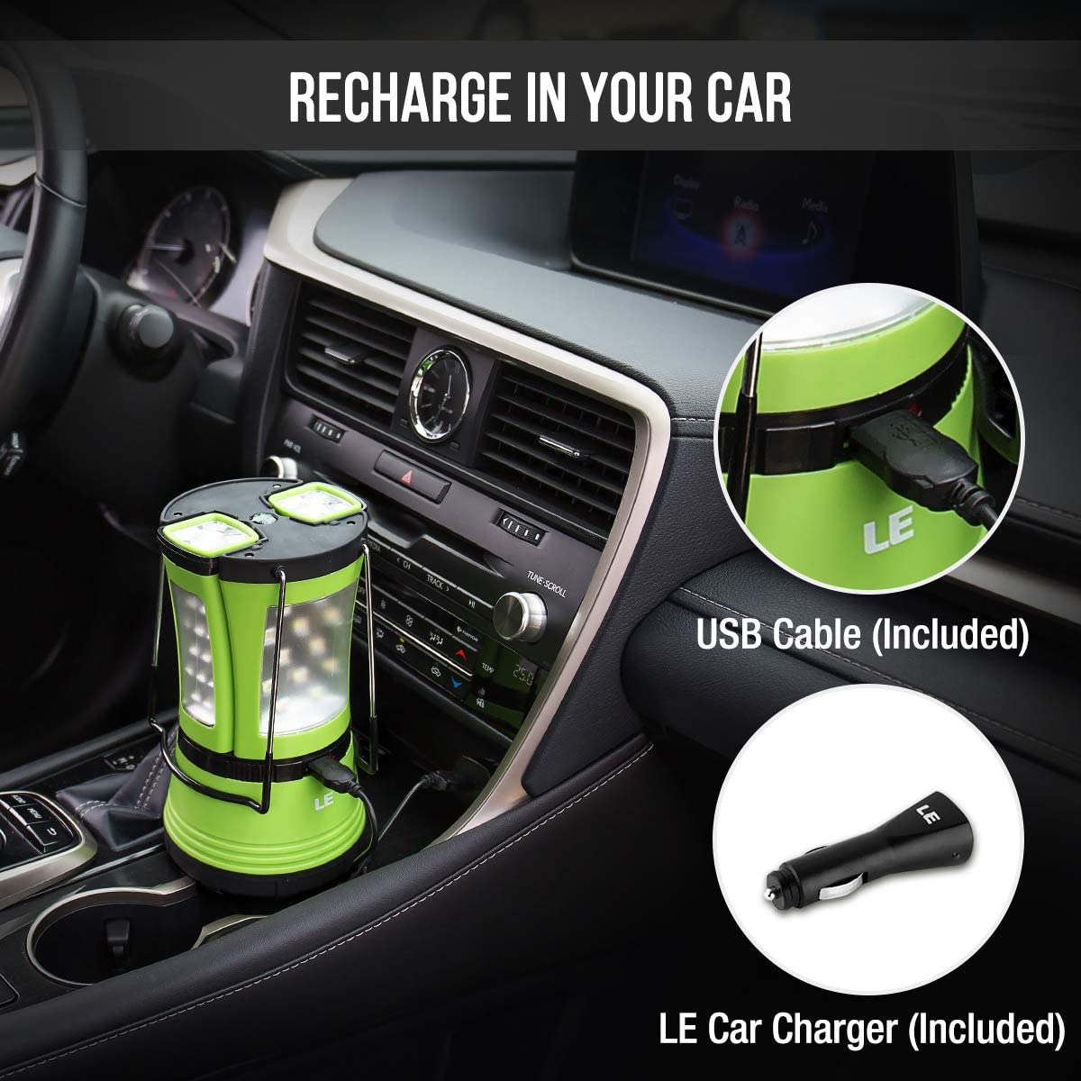 LE LED Camping Lantern Rechargeable, 600LM, Detachable Flashlight, Perfect...