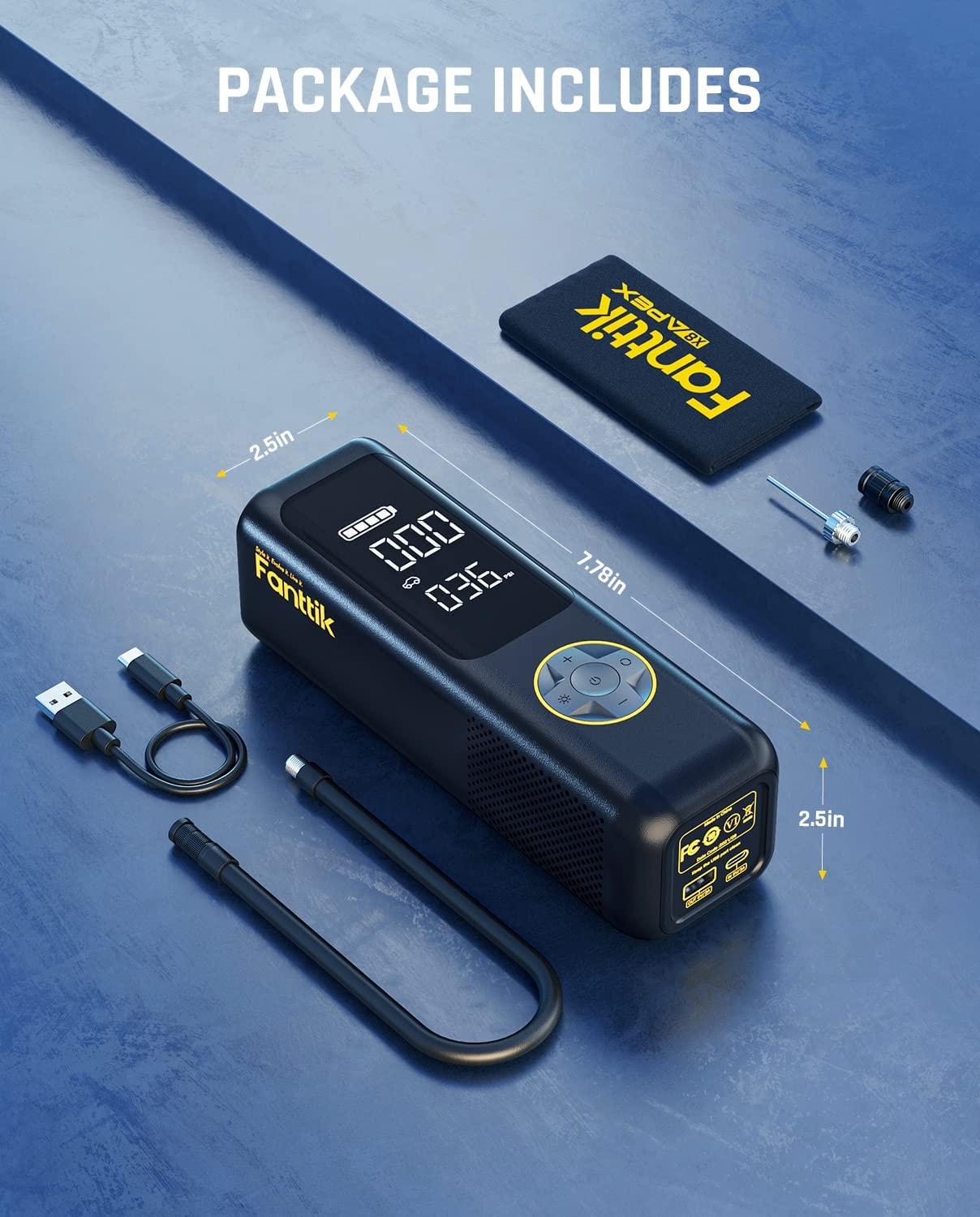 Fanttik X8 APEX Tire Inflator Portable Air Compressor, 2X Faster Black