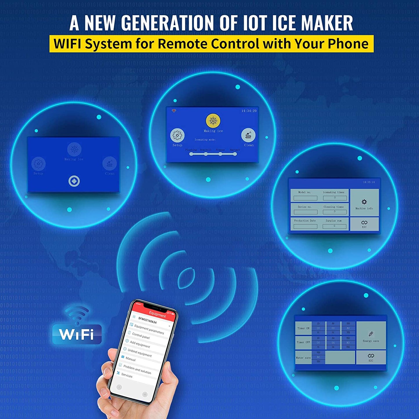 VEVOR 110V Commercial Ice Maker 265LBS/24H, Large Storage Bin 121LBS, 265LBS