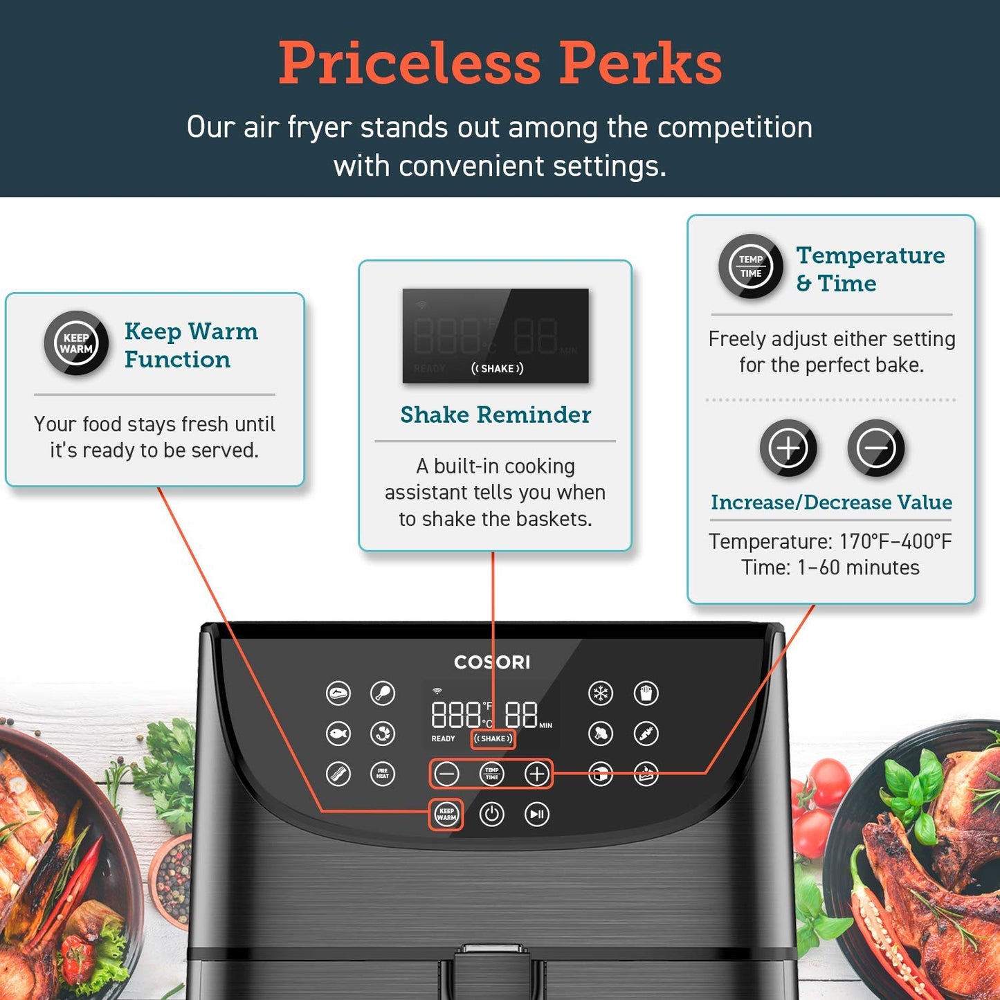 COSORI Smart WiFi Air Fryer 5.8QT(100 Recipes), 1700-Watt 5.8QT,
