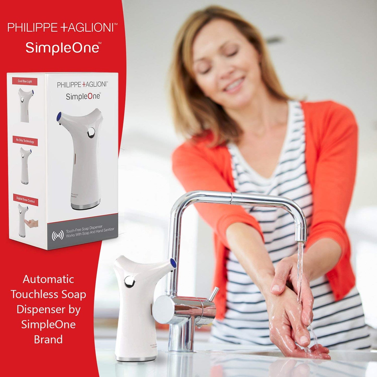 Simpleone Automatic Touchless Soap Dispenser New Improved Design – White