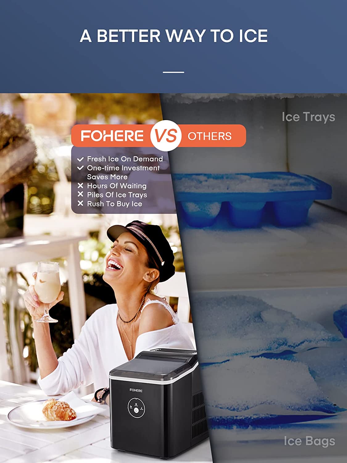 Ice Makers Machine Countertop, 9 Cubes Ready in 6 Mins, 28lbs 24Hrs, LED...