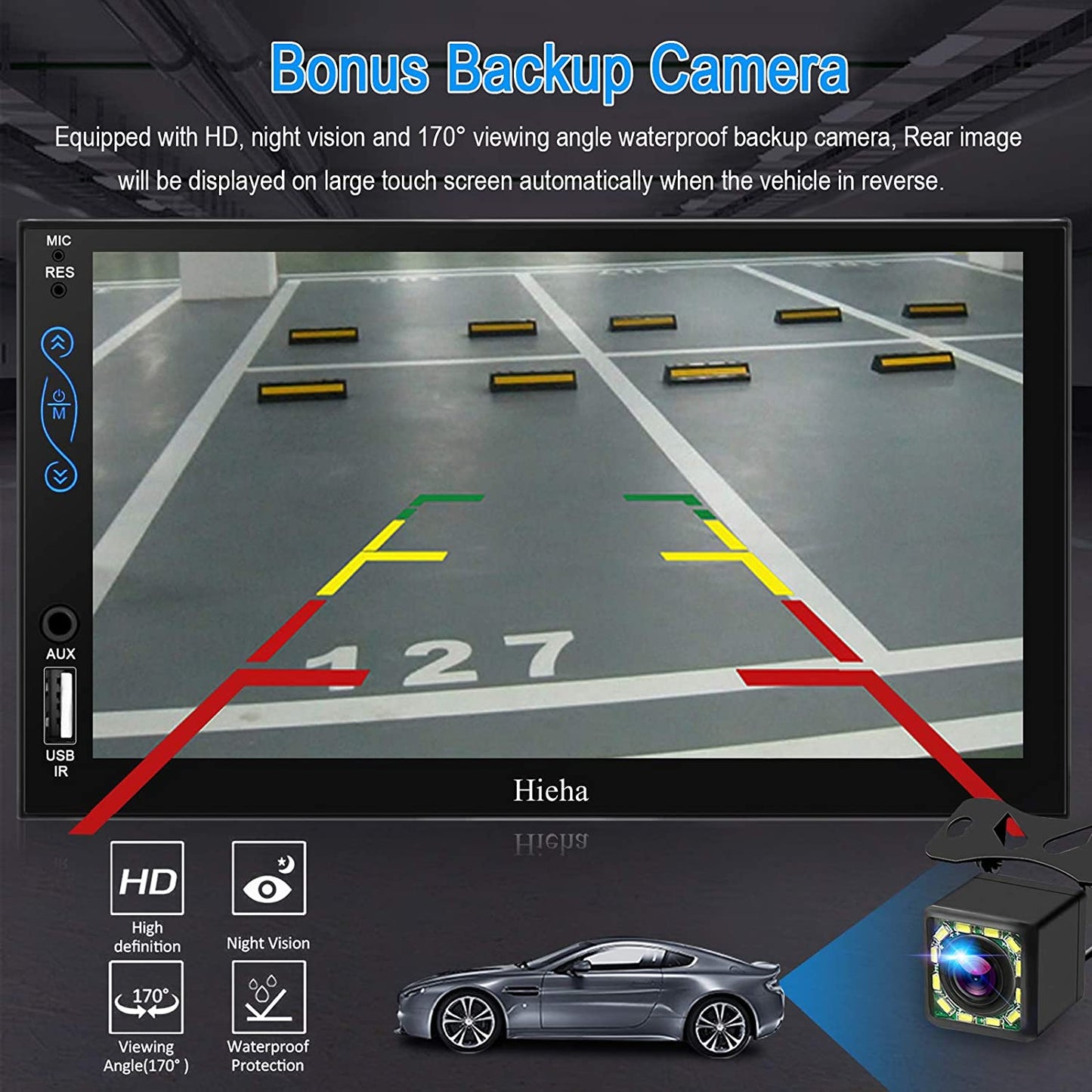 Hieha Car Stereo Compatible with Apple Carplay and Android Auto, 7 Inch Black