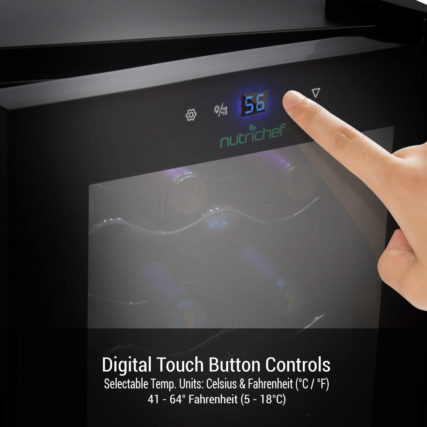 Counter Top Wine Cellar, Quiet Operation Fridge Touch Temperature Control