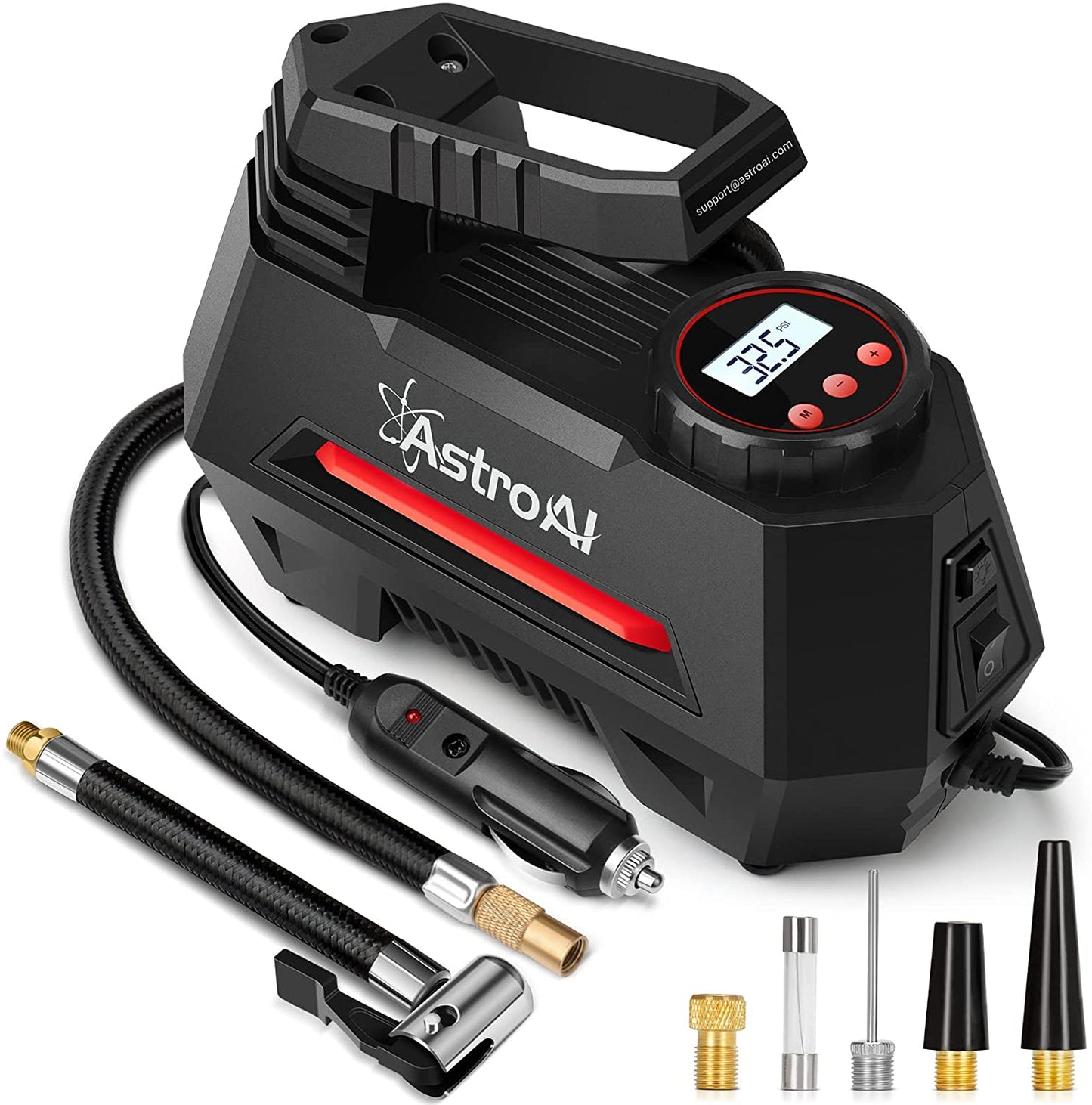 AstroAI Air Compressor Tire Inflator Portable Pump for Car Tires 12V Red