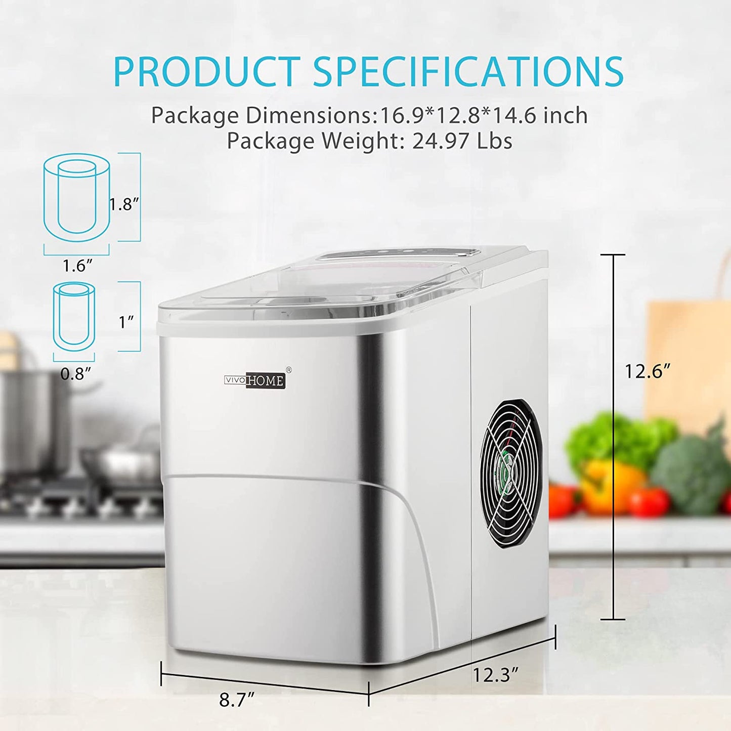 VIVOHOME Electric Portable Compact Countertop Automatic Ice Cube 26lbs / day