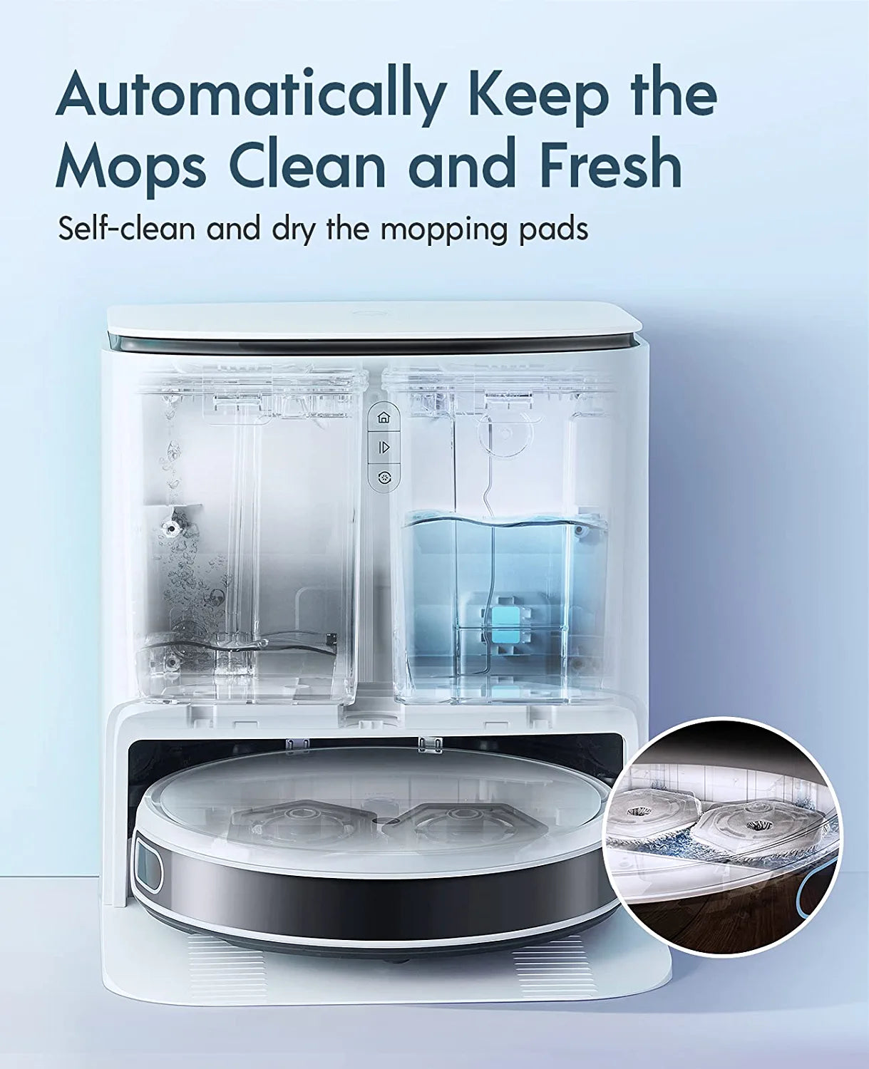 Yeedi mop Station pro Robot Vacuum and Mop, Self-Cleaning 3 in 1, White