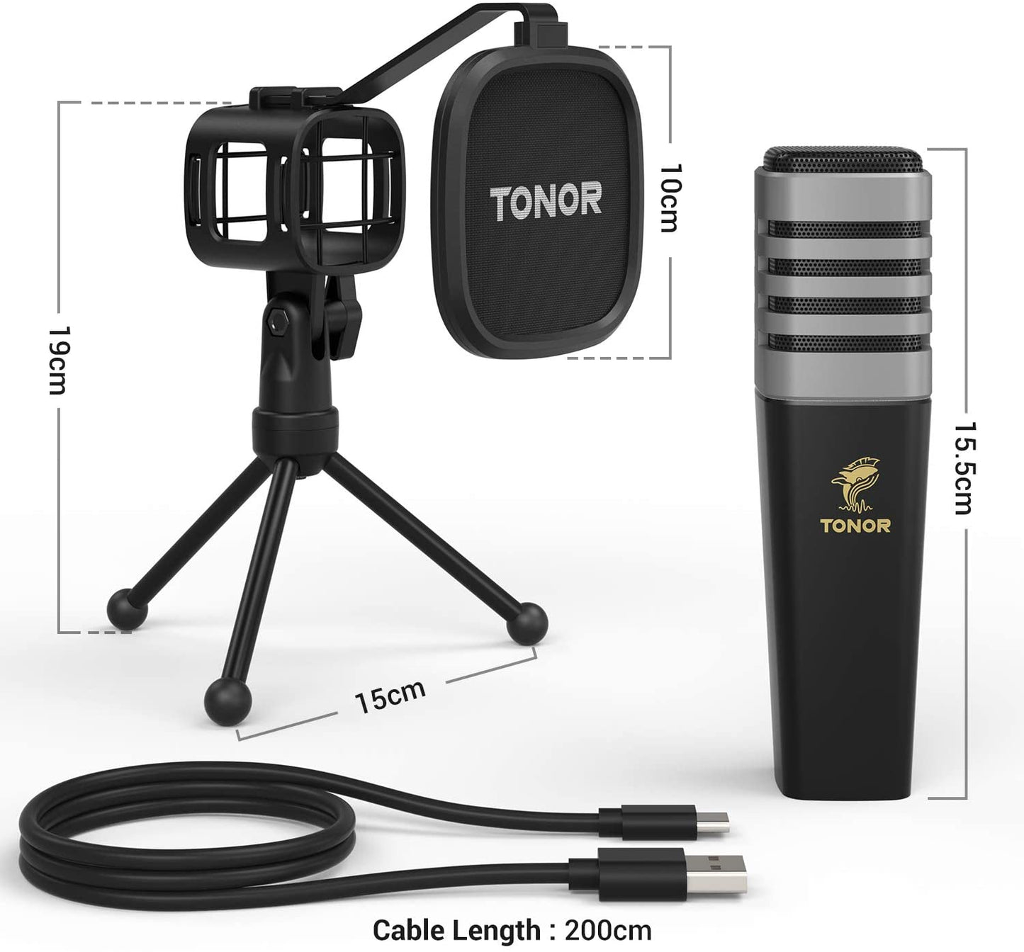 USB Microphone, TONOR Condenser Computer PC Mic with Tripod Stand, Pop...