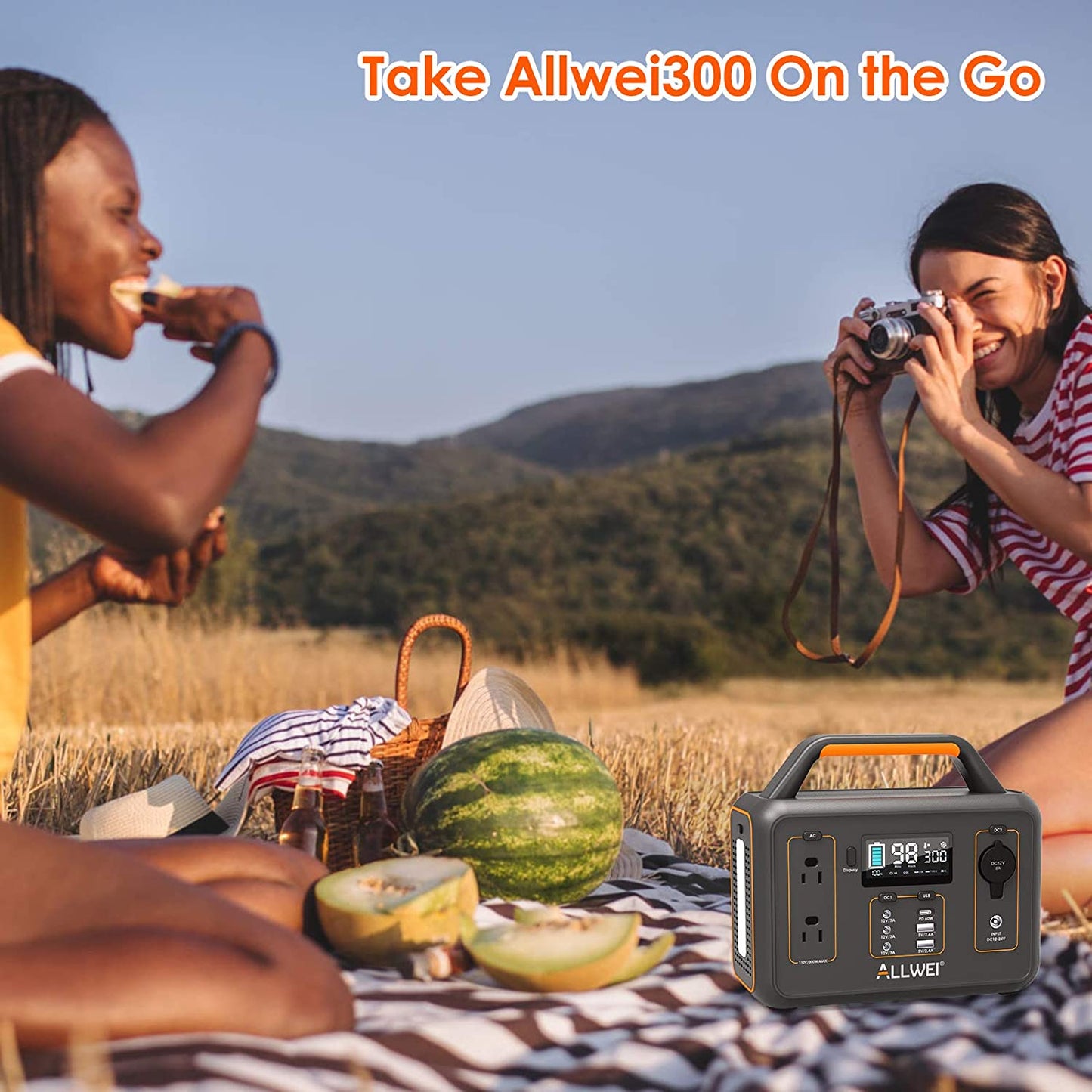 ALLWEI Portable Power Station, 300W/Peak 600W Solar Generator 280Wh/78000mAh...