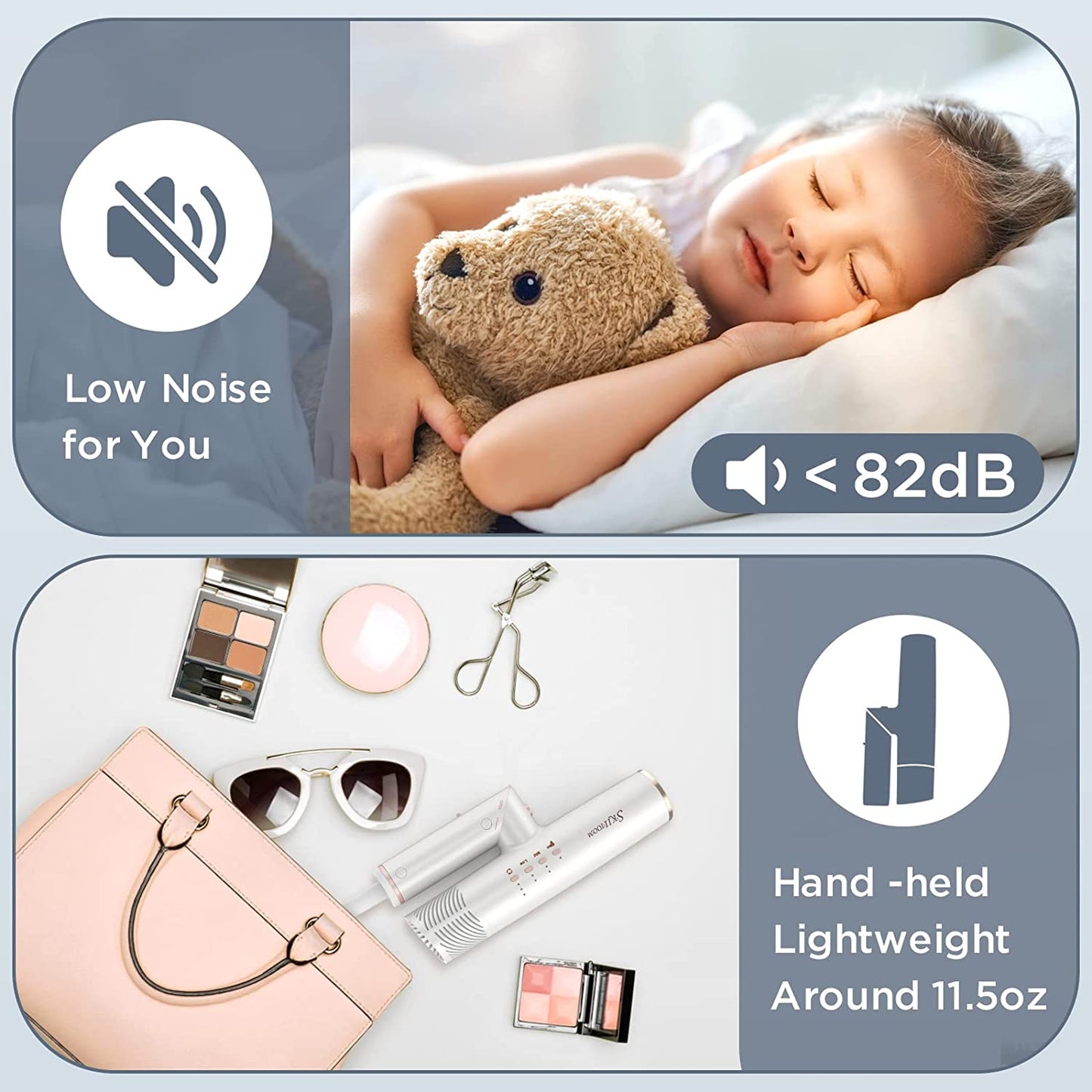 Professional Hair Dryer, 1400W Brushless 2concentrator with Diffuser, White