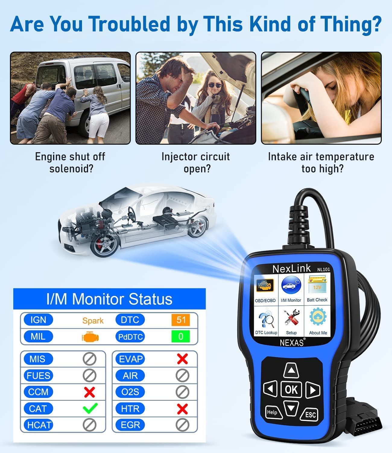 NEXAS NL101 OBD2 Scanner | Car Check Engine Light Code Reader | Free Update,...
