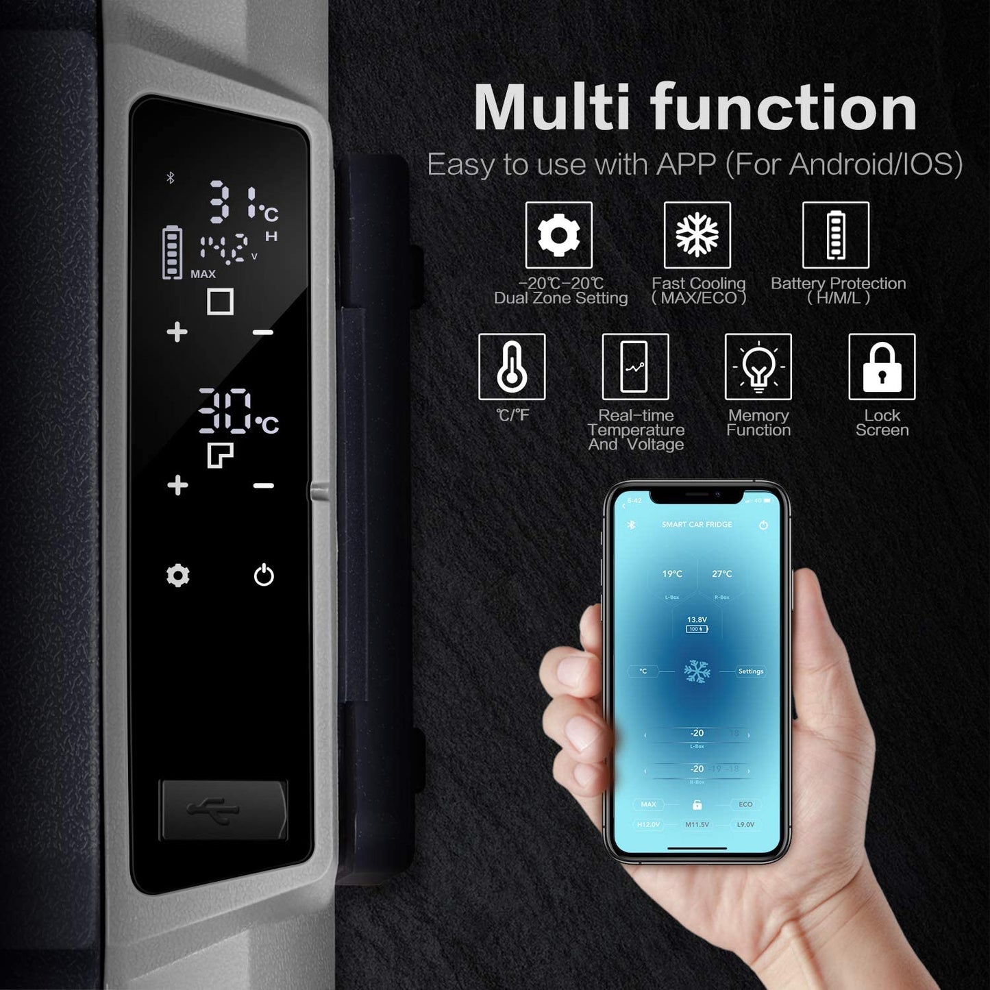 BODEGA 12 Volt Refrigerator, Portable Freezer, Car 50L, T 53 Quart (50L)