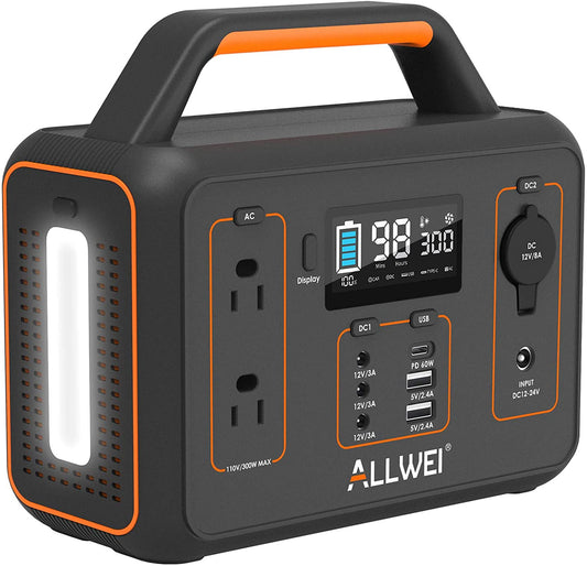 ALLWEI Portable Power Station, 300W/Peak 600W Solar Generator 280Wh/78000mAh...