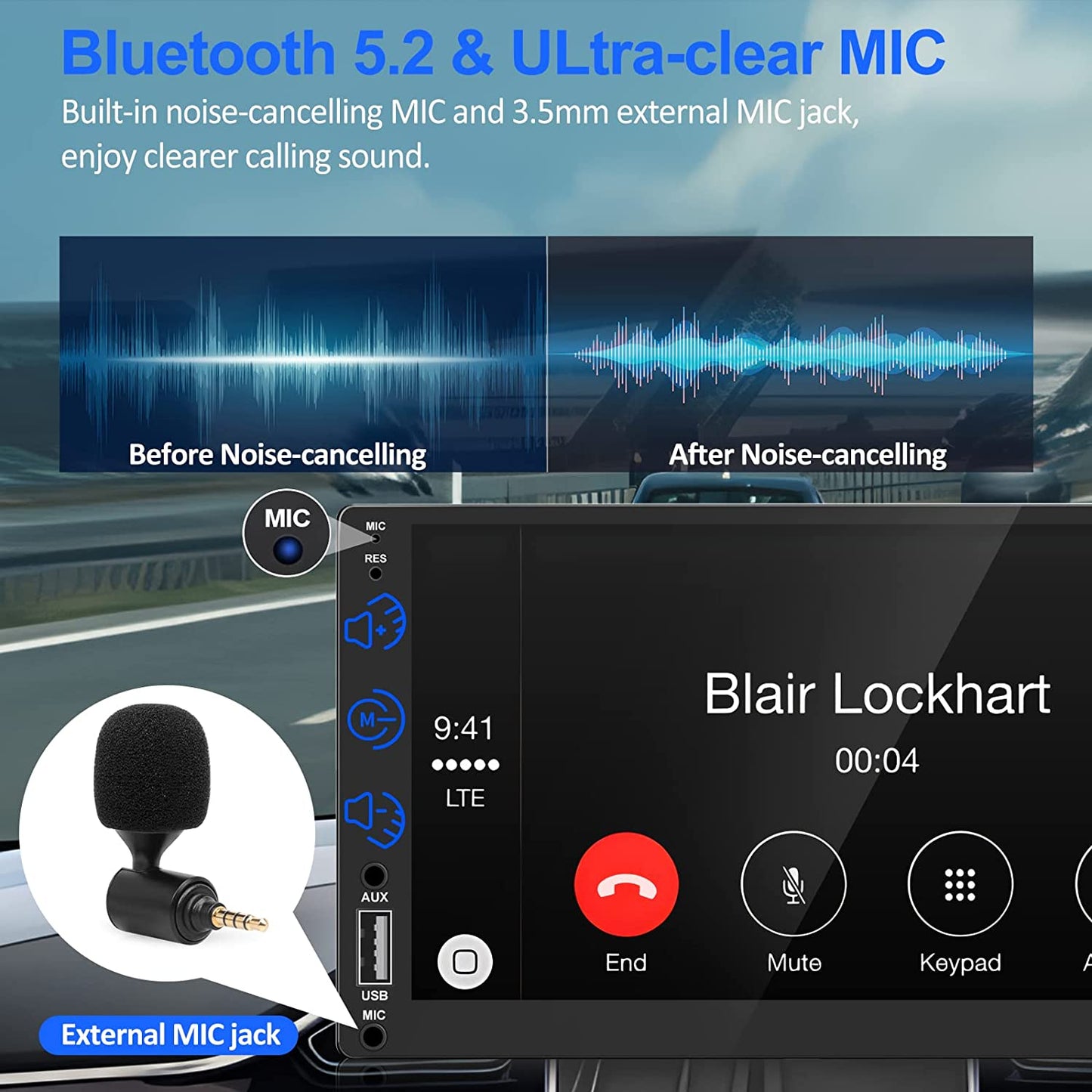 Double Din Car Stereo Compatible with Apple Carplay & Android Auto,7 Black