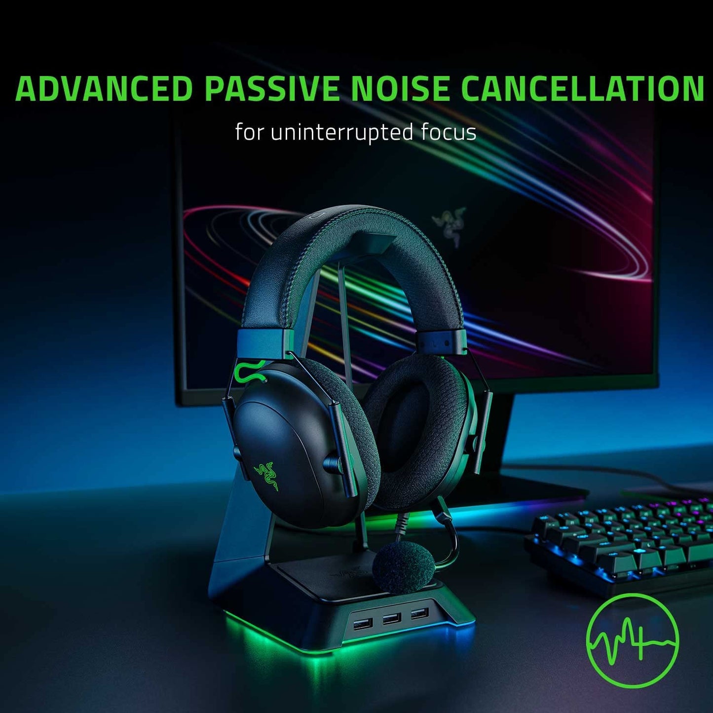 Razer BlackShark V2 Gaming Headset: THX 7.1 Spatial Headset, Classic Black