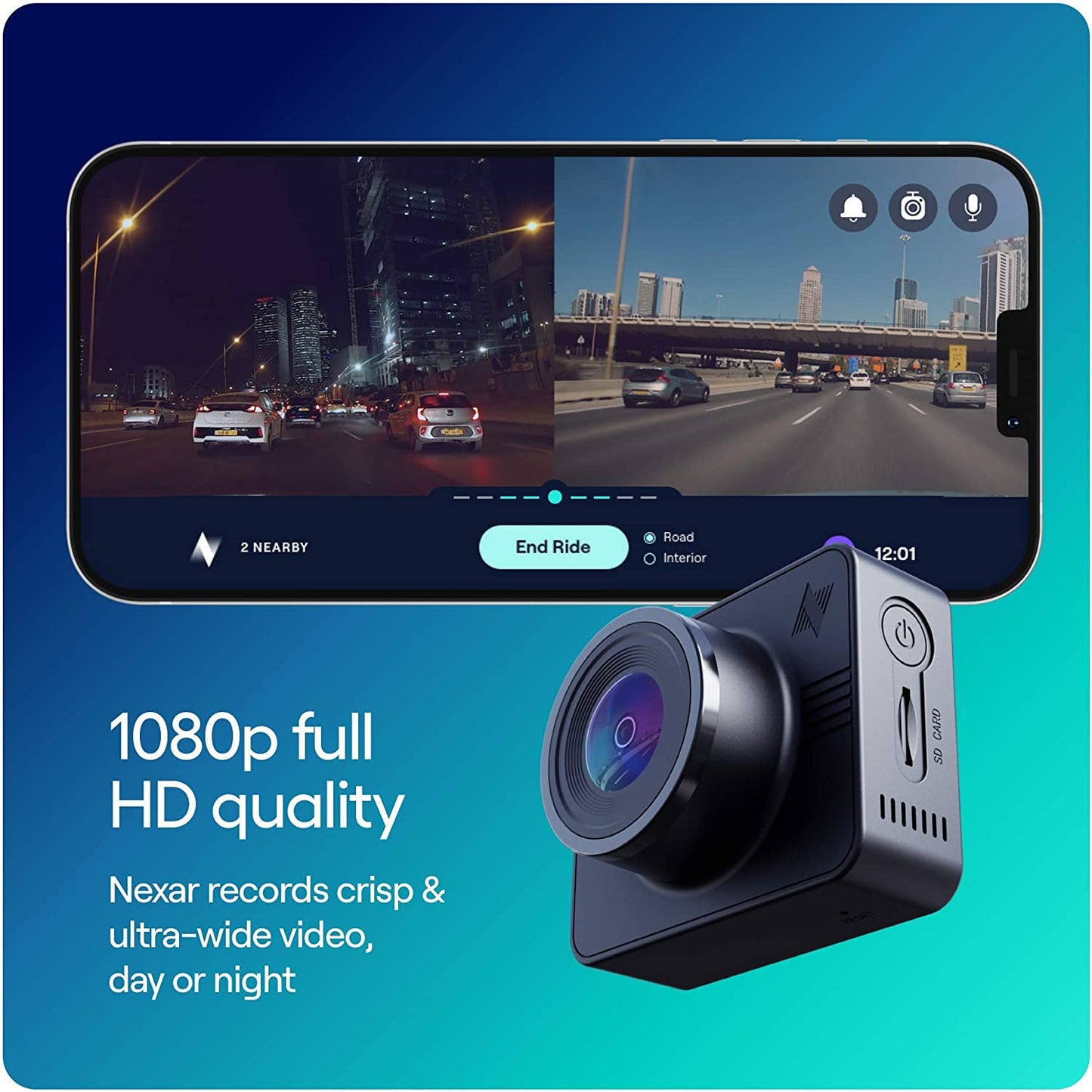 Nexar Beam GPS Dash Cam | HD Front | 2022 Model | 32 GB 32 GB, Black
