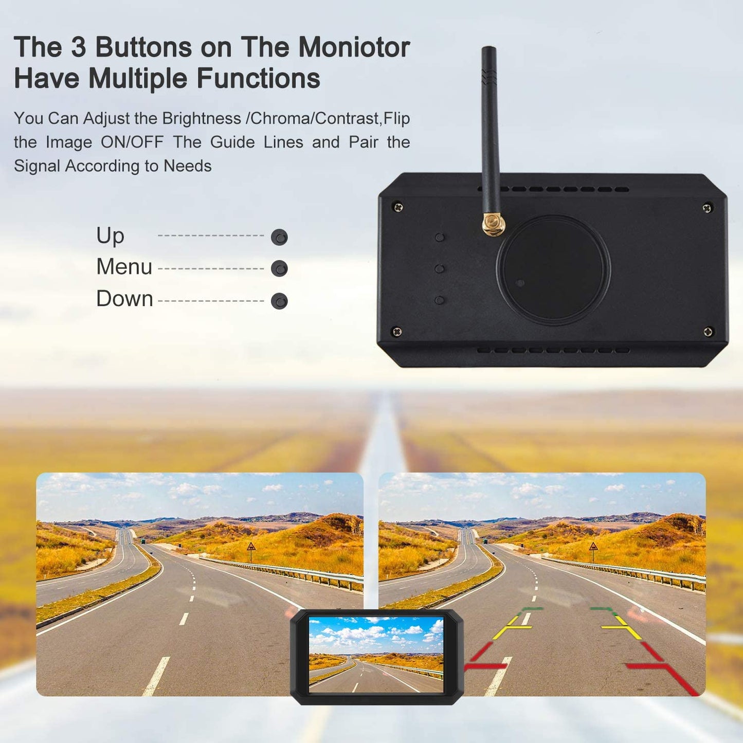 JUNHAOZ 720P HD Digital Wireless Backup Camera System 5inch license plate-cam