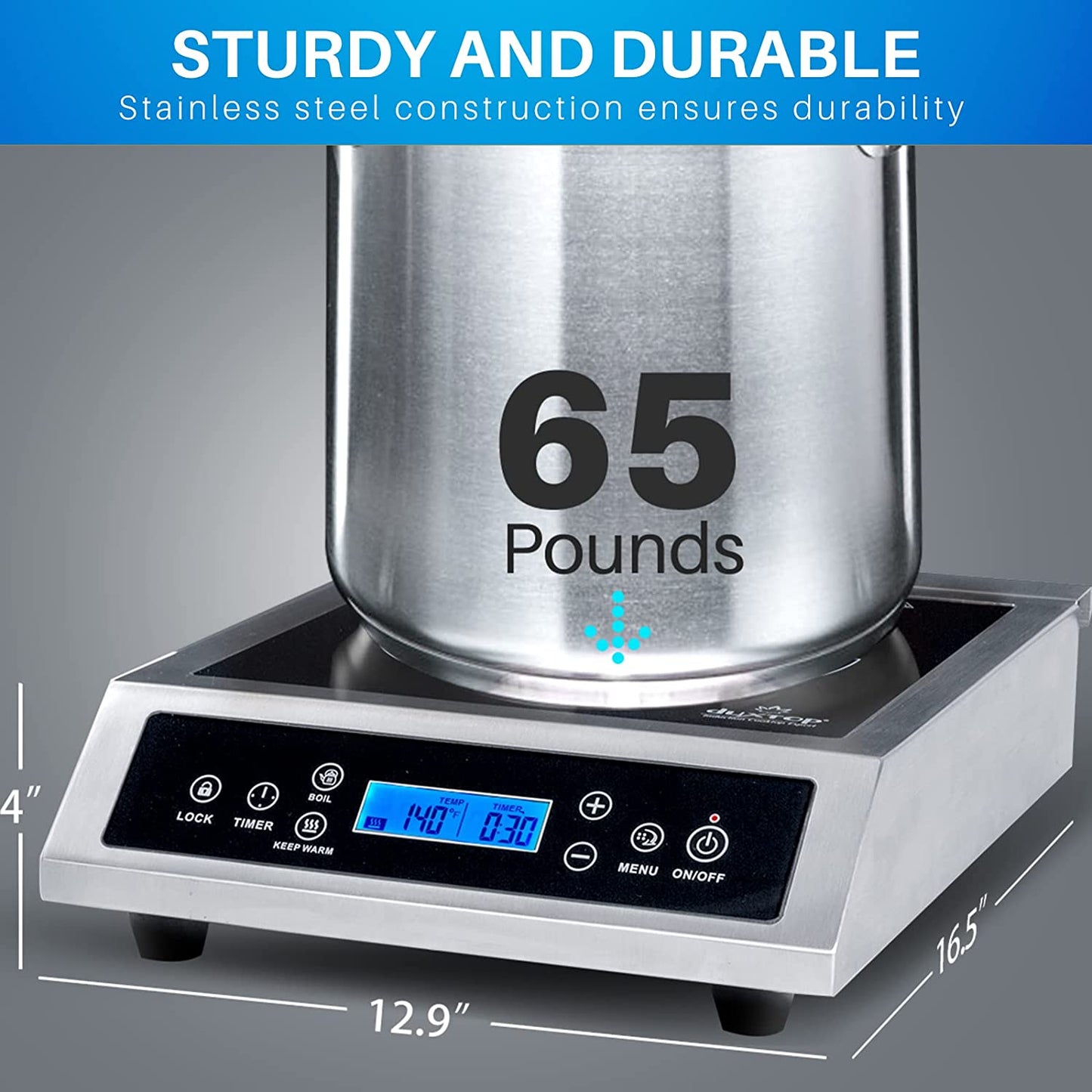 Duxtop Professional Portable Induction Cooktop, Commercial Range Silver/Black