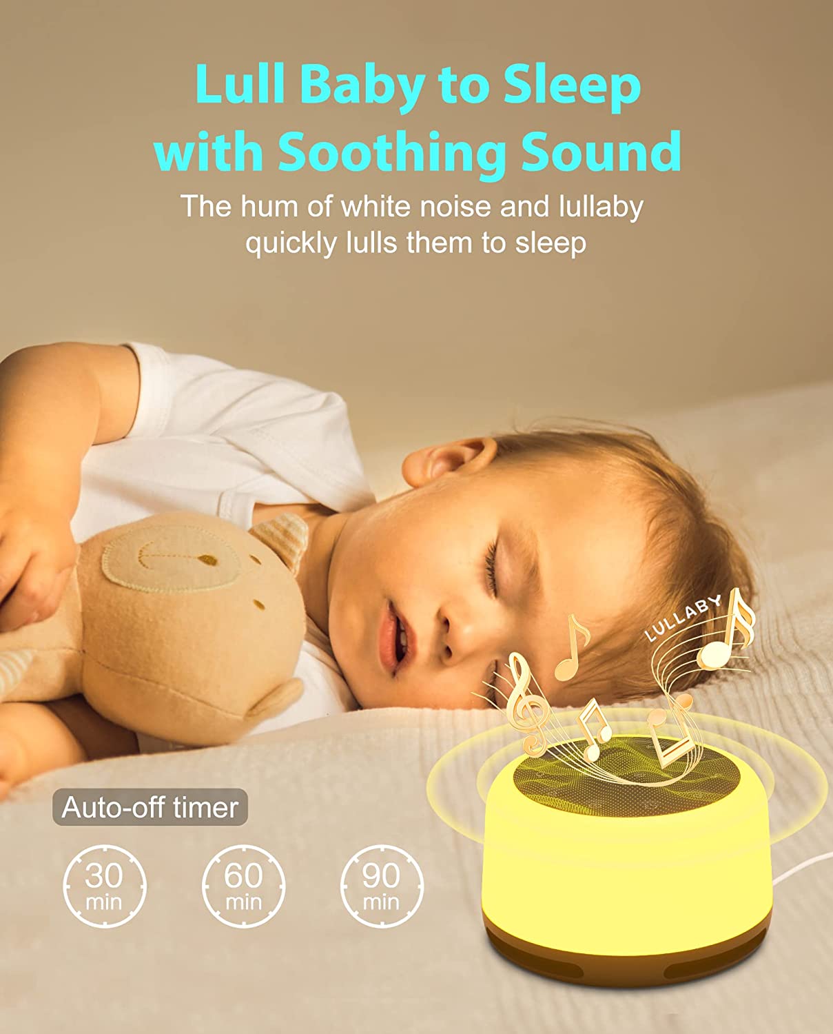 Anescra Sound Machine for Baby Adults 1 Count (Pack of 1), White-night Light
