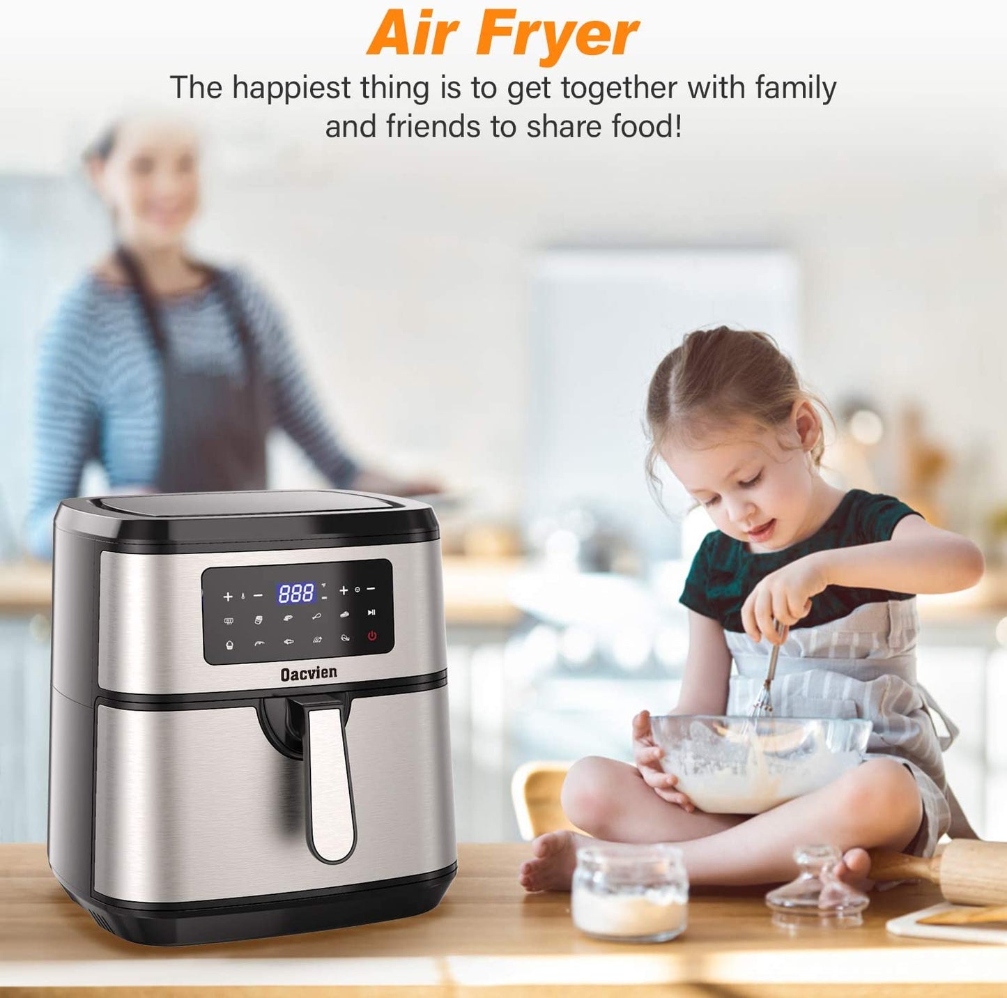 Oacvien Large Air Fryer, 9.8 Qt Fryers, 9 in 1 XL Airfryer...