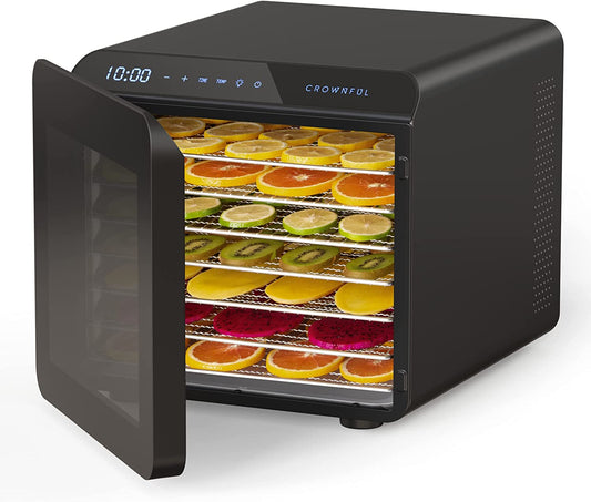 CROWNFUL Food Dehydrator Machine, 7 Stainless Steel Trays, Dryer for Black
