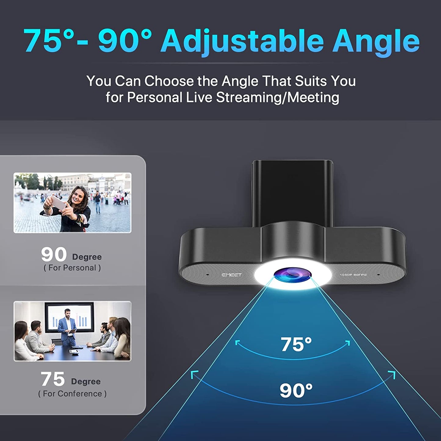 1080P Webcam with Microphone - 60FPS Streaming Camera w/2 Grey