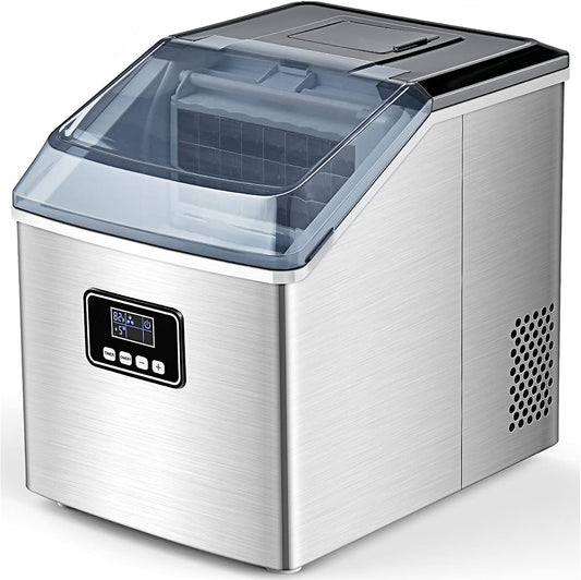Ice Maker Machine Countertop, 40Lbs/24H Auto Self-Cleaning, 24 Medium, silver