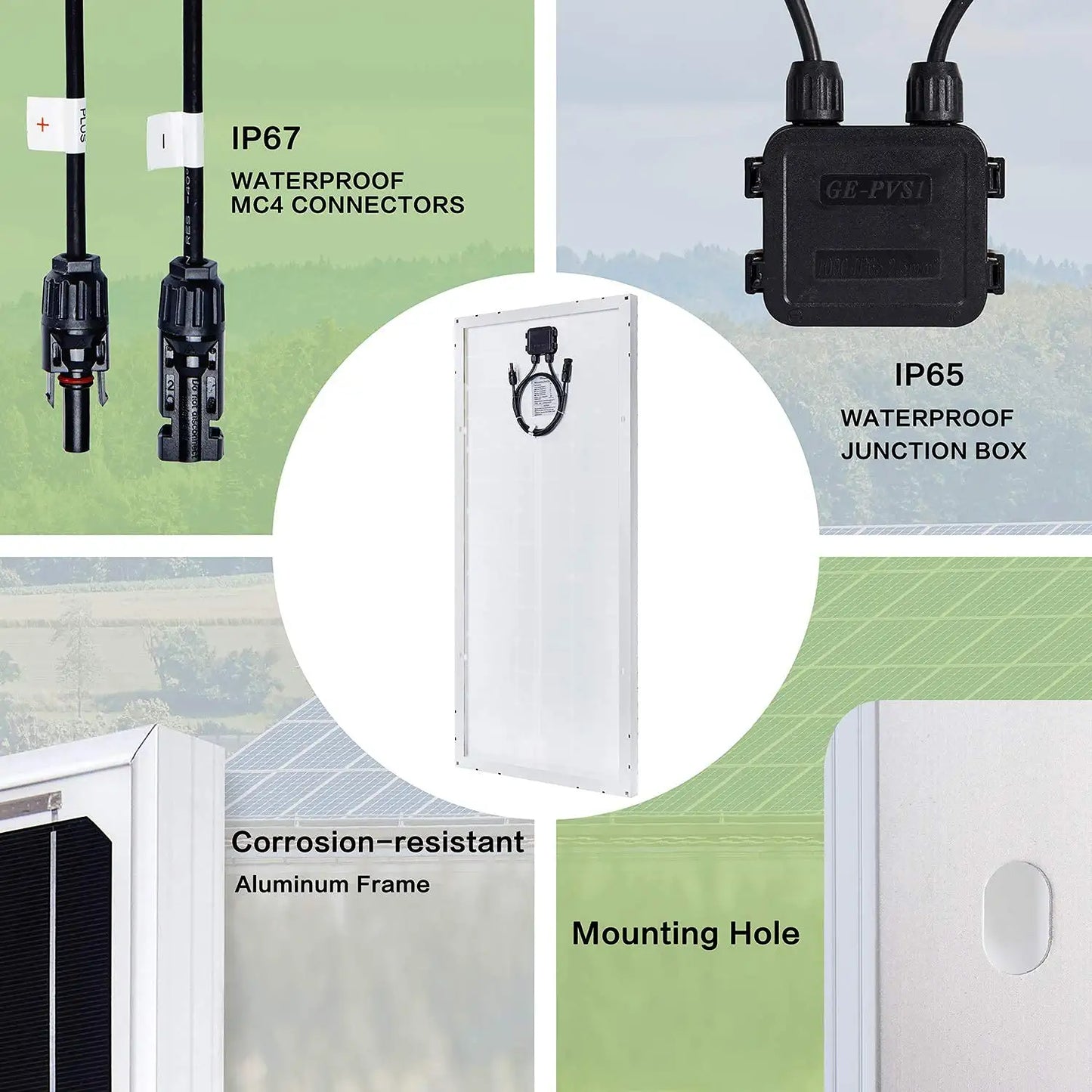 Topsolar 100W 12V Solar Panel Kit Battery Charger 100 Watt 12 Volt Off