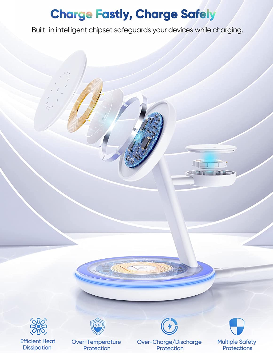 Magnetic Wireless Charging Station for Apple Series, 3-in-1 Standard White