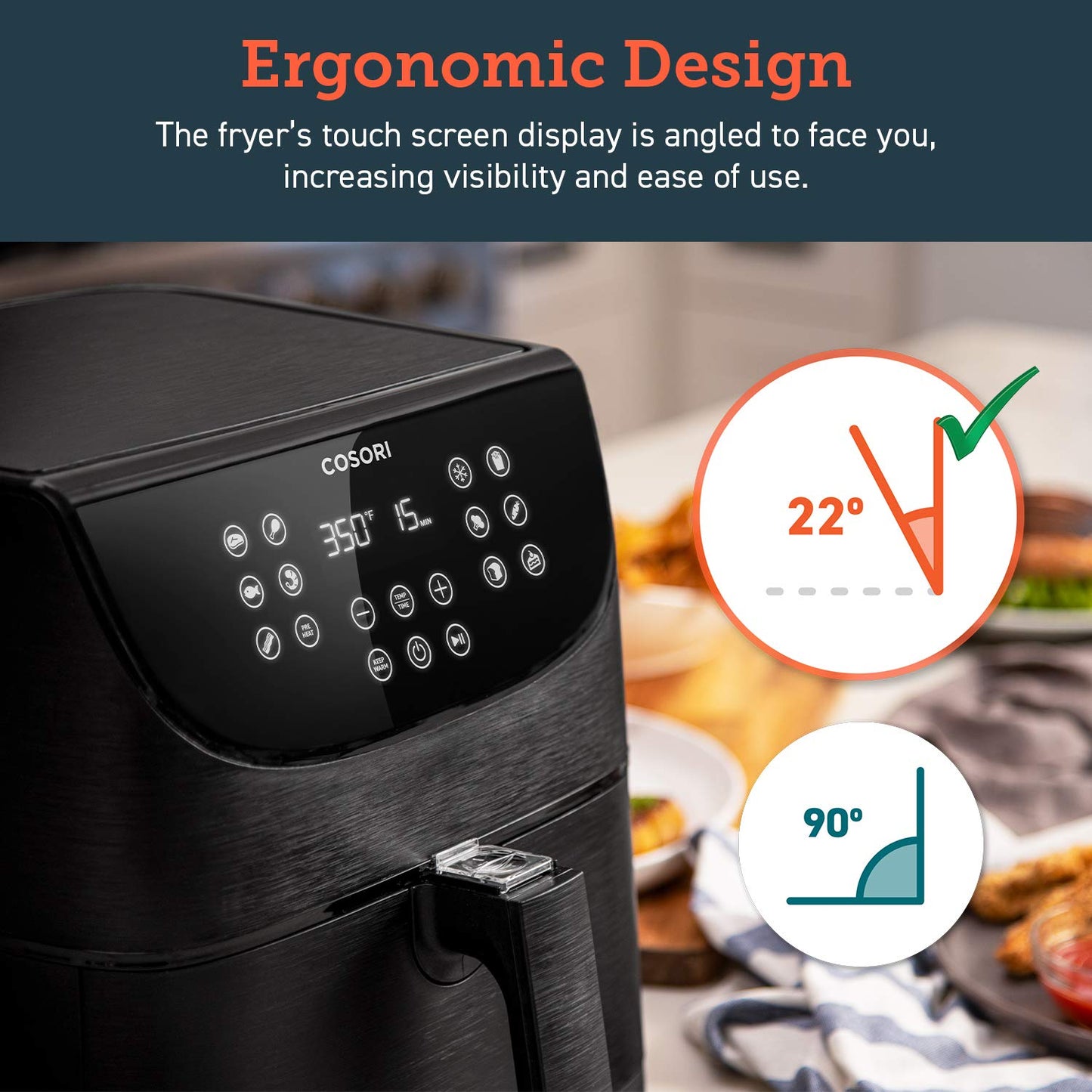 COSORI Air Fryer(100 Free Recipes Book), 1500-Watt Programmable 3.7QT, Black