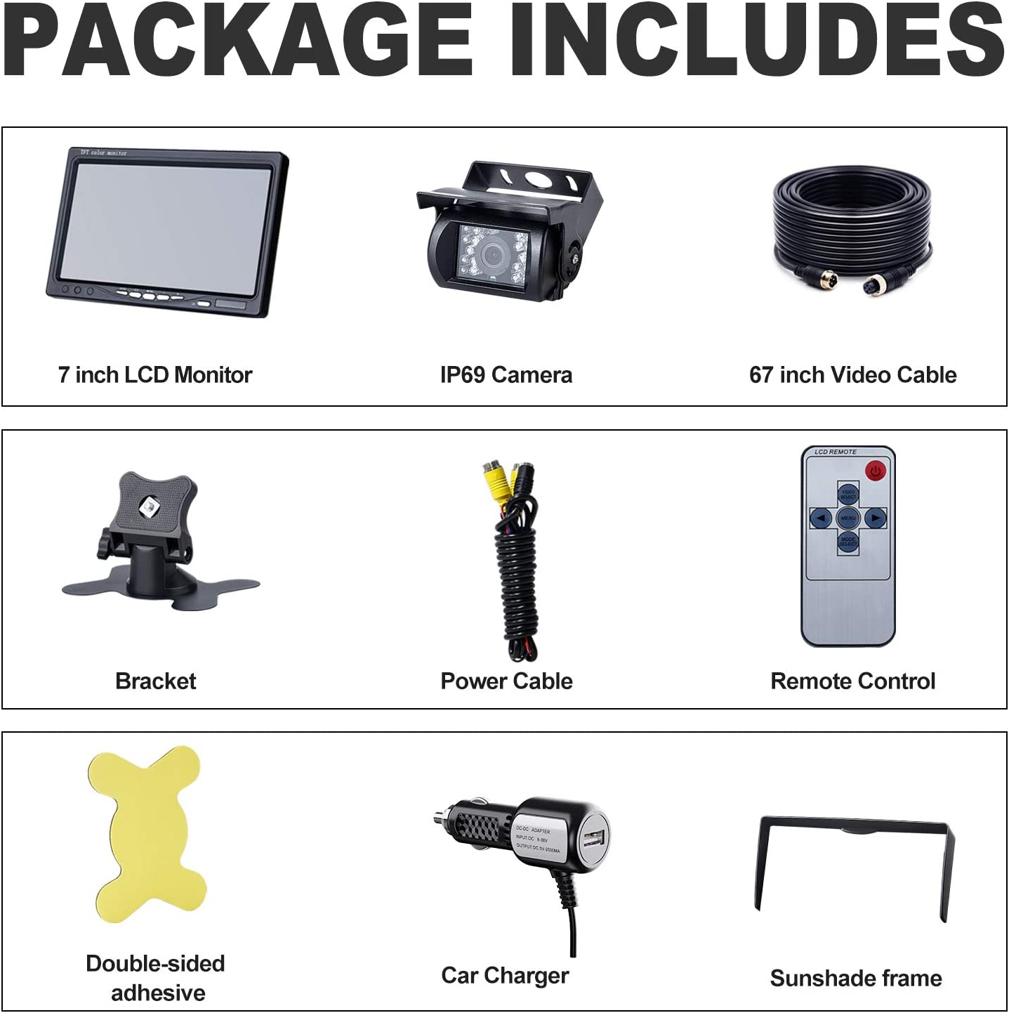 DVKNM Upgrade Backup Camera Monitor Kit,7-inch LCD-HD,IP69 7 inch-TZ101