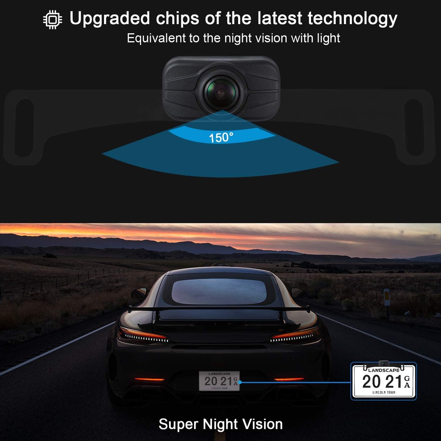 JUNHAOZ 720P HD Digital Wireless Backup Camera System 5inch license plate-cam