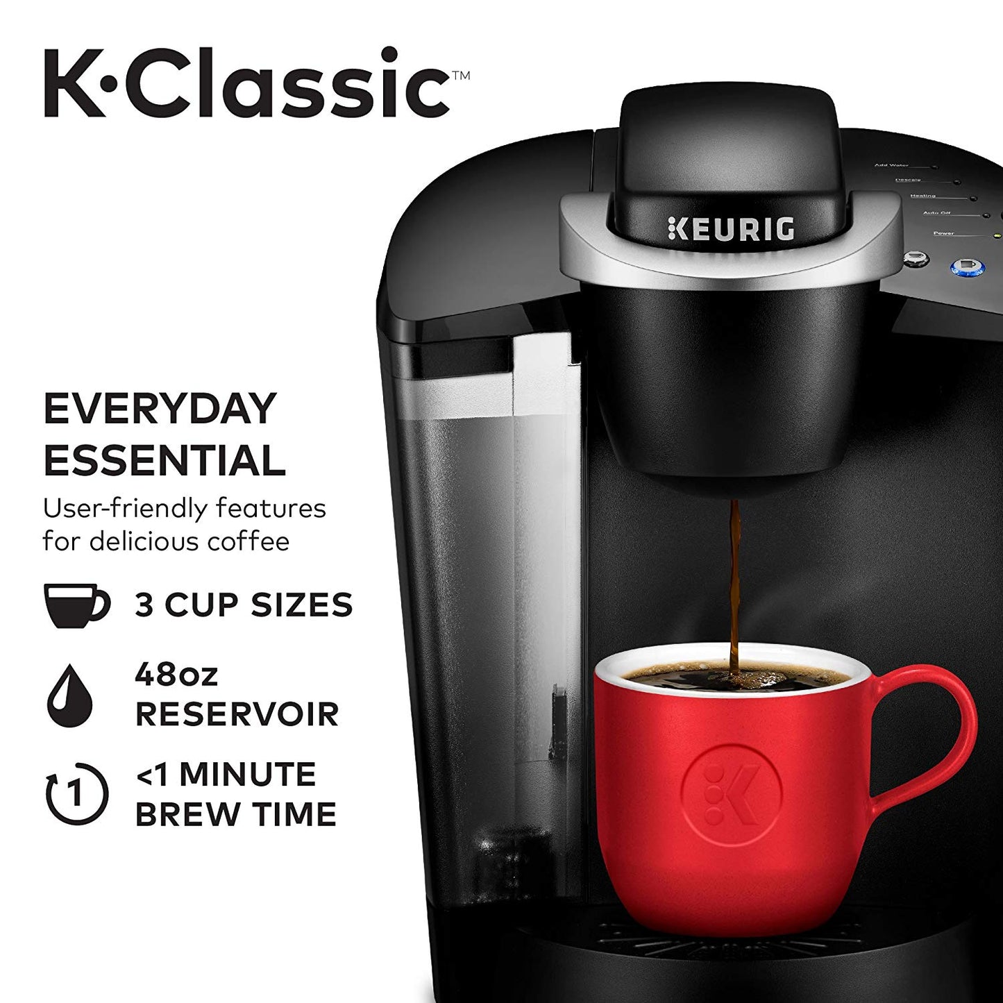 Keurig K-Classic Coffee Maker, Single Serve K-Cup Pod Brewer, 6 Black