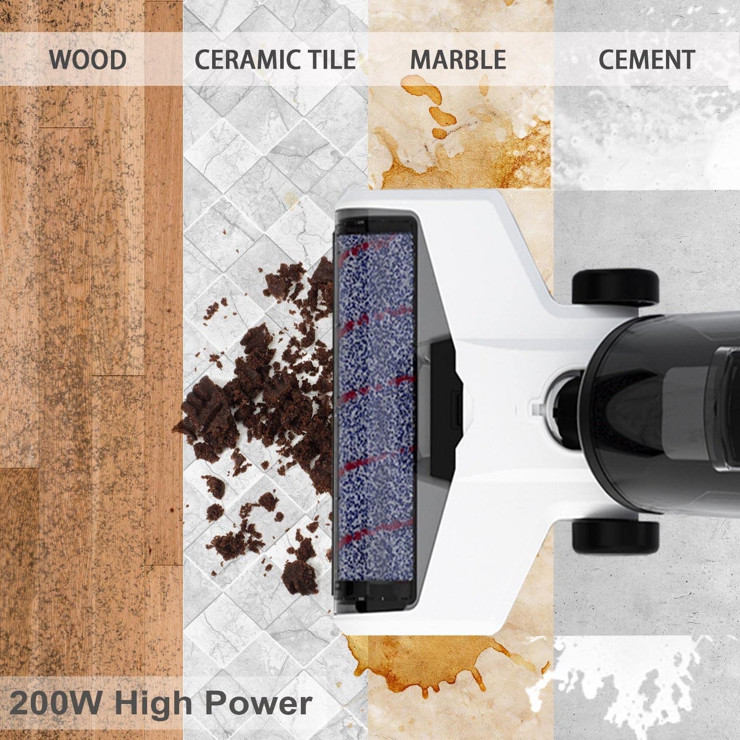 Cordless Wet Dry Vacuum Cleaner, Hardwood Floor Cleaner Mop All White