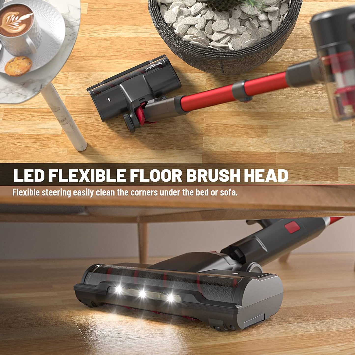 Afoddon Corded Stick Vacuum Cleaner, 600W 20Kpa with Red