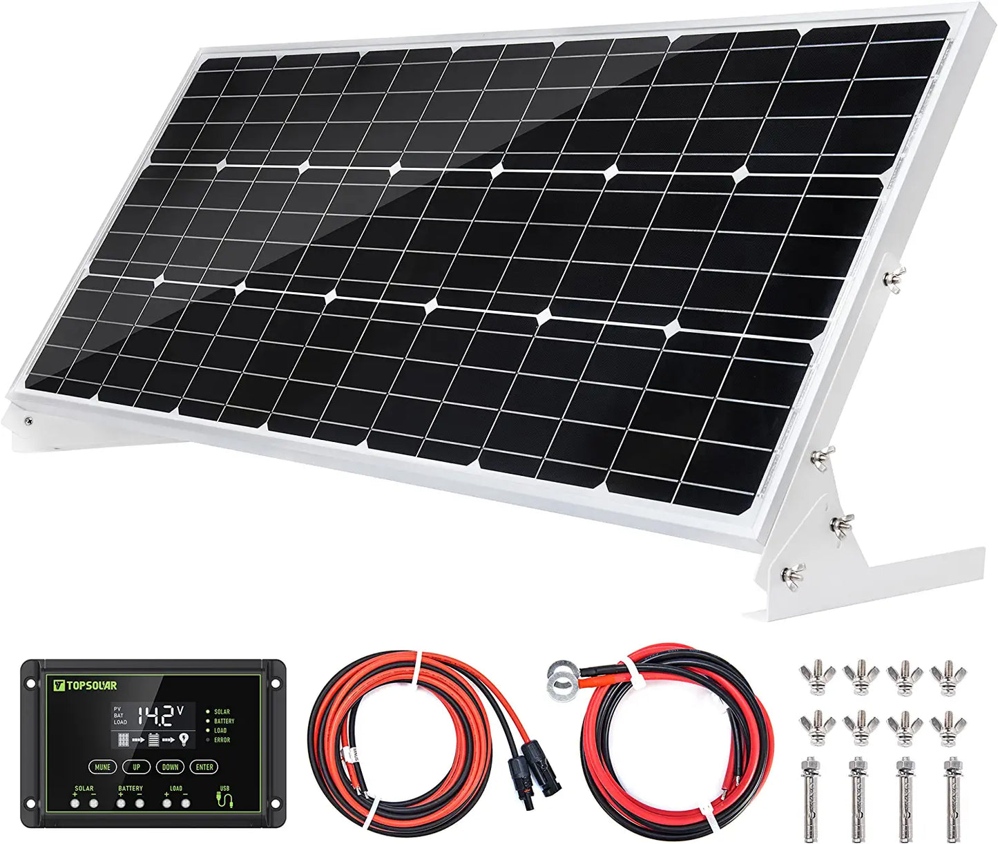 Topsolar 100W 12V Solar Panel Kit Battery Charger 100 Watt 12 Volt Off