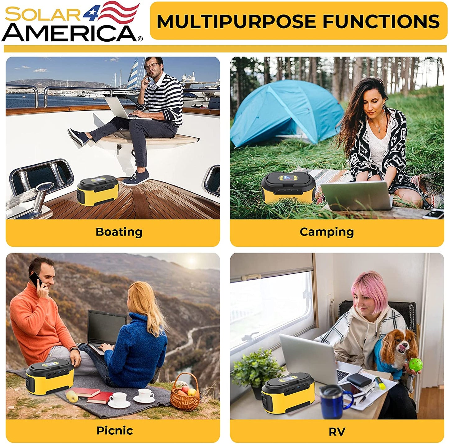 Solar4America AC 80W/88.8WH 100W/222WH 200W/222WH Output Portable Power 200W