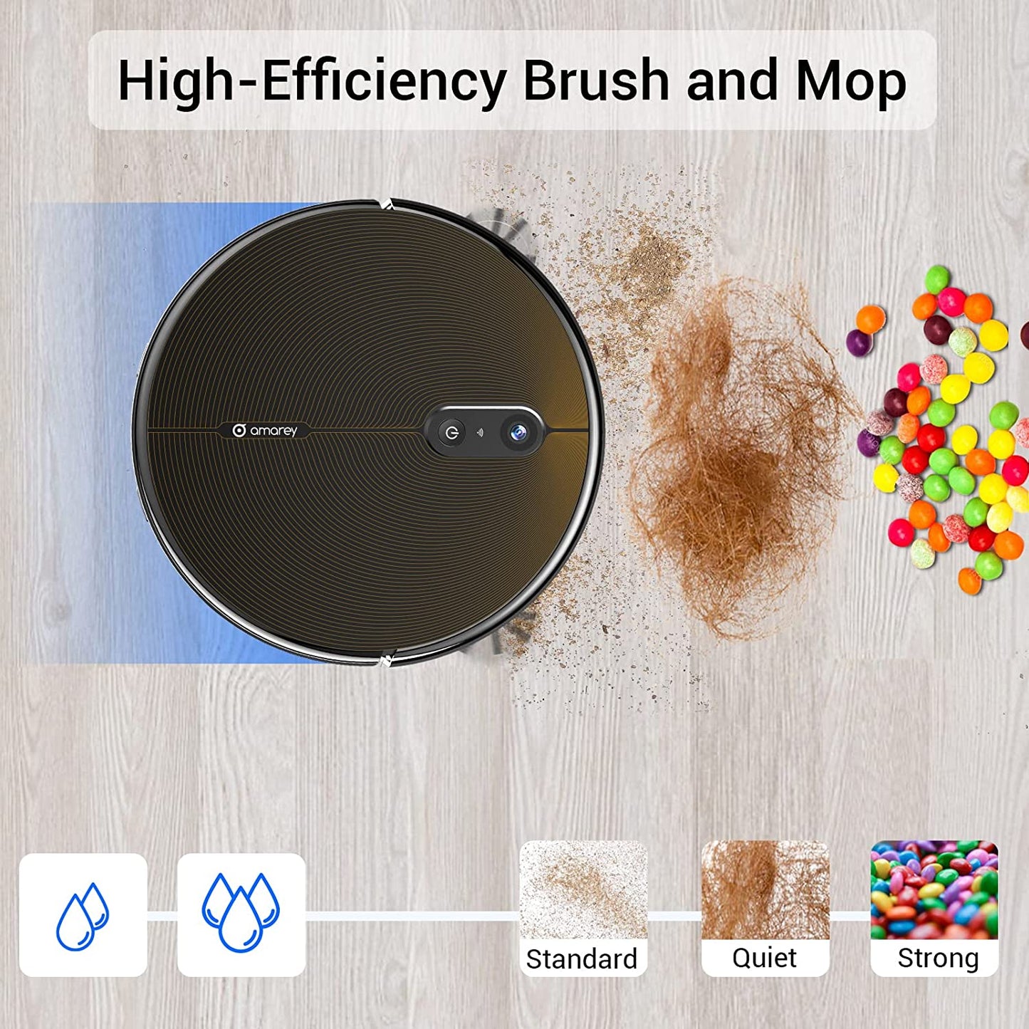 Robot Vacuum Self Emptying and Mop Combo, Amarey A90+ Robotic Black